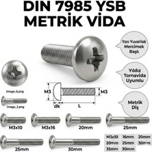 Cıvata Deposu Dın 7985 M3X25 Ysb Metrik Vida 100 Adet