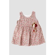 Chicsy Baby Şapkalı Küçük  Çiçek Desenli Kalın Askılı Kız Bebek Elbisesi