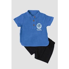 Chicsy Baby Fly Kıdexs Nakışlı Bebek Yaka Detaylı Müslin 2\'li Gömlek  Alt Üst Takım