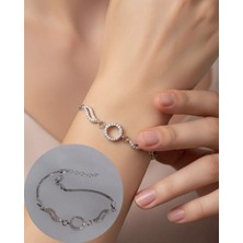 925 Ayar Gümüş Zirkon Taşlı Melek Kanadı Trend Kadın Bileklik Yılbaşı Yeni Yıl Hediye