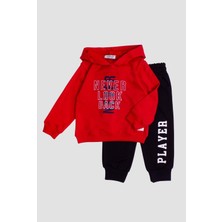Chicsy Baby Kapüşonlu Oversize Yazı Baskılı Alt Üst Bebek Çocuk Eşorfman Takımı