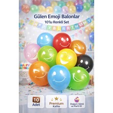 10'lu Gülen Emoji Balon Seti – Renkli Latex Doğum Günü Parti Balonları (11 Inç)