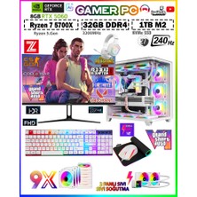 Zeiron Warrior Eagle X55 White Pro Ryzen 7 5700X 32GB 1tb M.2 SSD RTX5060 27" 240Hz Sıvı Soğutmalı Premium Oyuncu Bilgisayar