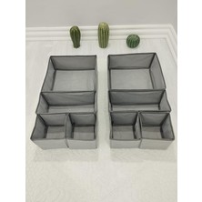 Room 8'li Gri Çekmece Içi Düzenleyici Organizer Set - Çok Amaçlı Dolap Içi Kutu Seti