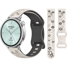 Sneezy Mi Watch S4 41MM Ile Uyumlu Floraflex Çiçek Desenli Yumuşak Soft Silikon Kordon