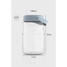 Renga Macro 1700 ml Turkuaz Kapaklı Cam Kavanoz 131074