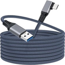 Oculus Quest ile Uyumlu Link Kablosu 6mt, 5gbps USB Hızlı Veri Aktarımı, Hızlı Şarj Usb-C, Quest 2 Uyumlu (Usb To Type-C)