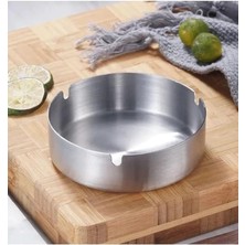 Çelik Mat Açık Yuvarlak Model Küllük Dekoratif Kül Tablası 10 cm Küllük