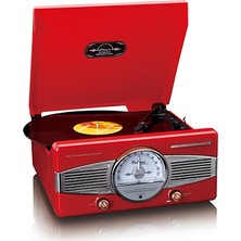 Lenco Classic Phono TT-27 RD Retro Pikap Dahili Hoparlörlü Kırmızı Plak Çalar Yüksek Kalite Ses