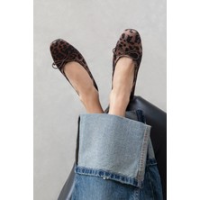 Straswans Galo Kadın Fiyonk Detay Saten Babet Leopar