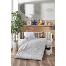 Royal Rain Store Doğal Pamuk Akfil Kumaş Bebek Nevresim Takımı, Gri
