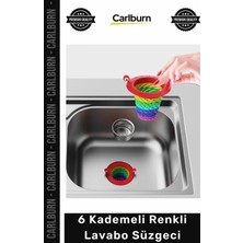 Carlburn #süzgeç Lavabo Tıkanıklık Önleyici Hijyenik Dayanıklı Temizlik Renkli 6 Kademeli Lavabo Süzgeci