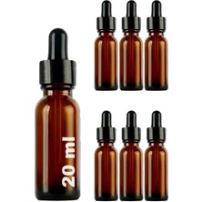 Royal Rain Store 20 ml Metal Kapaklı Damlalık Dropper Şişesi Serum 20 cc Cam Şişe 6 Adet (Siyah Kapak, Amber/kahverengi)