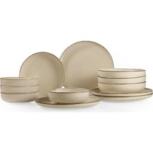Royal Rain Store Porselen Moderna 12 Parça 4 Kişilik Yemek Takımı Tarçın