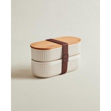 Royal Rain Store Coco Magou 2'li Ahşap Kapaklı Saklama Kabı, 500 Ml, Soft Ekru