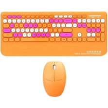 Royal Rain Store Geezer Kablosuz Klavye Mouse Set - 106 Tuşlu Ingilizce Q, Notebook Laptop Uyumlu, Ev ve Ofis Için Bilek Destekli, USB Dongle ile Bağlantı G100 (Turuncu)