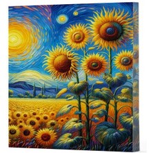 Van Gogh 4 - Ayçiçekleri Çizgili Yan Boyamalı Defter