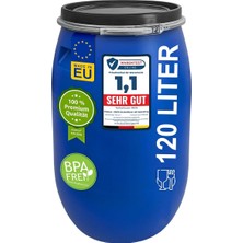 Royal Rain Store 120 Litre Geniş Ağızlı Varil, Kapaklı ve Germe Halkalı, Plastik Varil, Evrensel Fıçı, Kapaklı Varil, Gıda Maddelerine Uygun, Su Varili, Yağmur Varili, Depo Varili, Sağlam Tutma Yeri, Mavi