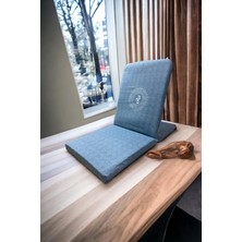 Royal Rain Store Sandalyesi, Backjack, Sırt Destekli Yer Minderi, Ohm Baskılı Meditasyon Sandalyesi (Mavi)