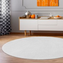 Valery Home Yuvarlak Comfort Post Yumuşak Dokulu Beyaz Overloklu Peluş Halı