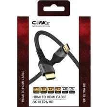 Royal Rain Store 8k UHD HDMI 2.1 48 Gbps / 24K Gold/alüminyum Gövdeli 8k 60Hz-4K 120Hz-2K 240HZ-FHD 240Hz Destekli 2 Metre Premium HDMI Kablo(C-Hp-B1)