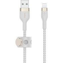 Royal Rain Store Boostcharge Pro Flex Örgülü USB Tip A - Yıldırım Kablosu (1m/3,3ft), Mfi Sertifikalı Şarj Kablosu - Beyaz