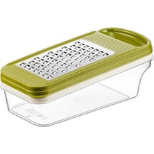 Royal Rain Store Home 3 Bıçaklı Yatay Rende, Rondo Rondoğrayıcı, Saklama Kabı Hazneli Kapaklı Plastik Rende, Çok Fonksiyonlu Mutfak Aleti, Sebze ve Meyveler Için Etkili Doğrama ve Rendeleme