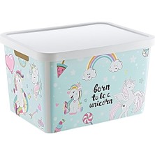 Royal Rain Store Stafi Desenli Çok Amaçlı Kapaklı Kutu 18 Lt Unicorn