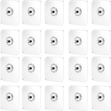 Royal Rain Store Kendinden Yapışkanlı Vida, 20'li Set, 6 kg Taşıma Kapasiteli, 60X60MM Şeffaf