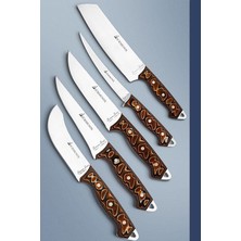 Royal Rain Store Serisi Mutfak Şef Bıçak Seti Et Ekmek Sebze Salata Fileto Bıçağı 5 Li Set Kahve (MFT-325)