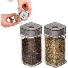 Royal Rain Store Home Ayarlanabilir Tuzluk Cam Baharatlık Seti, 2 Adet,tuz,pul Biber, Kara Biber, Nane Için Ideal, Mutfakta Çok Yönlü Kullanım