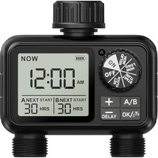 Royal Rain Store Sulama Bilgisayarı, 2 Bağımsız Kontrollü Çıkışlı, Yağmur Gecikmeli Sulama Saati, Otomatik ve Manuel Mod, Büyük Ekran, LCD Ekran, Su Zamanlayıcı, Bahçe, Çim Için
