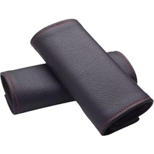 Royal Rain Store Kapı Iç Kol Koruyucu Deri Kılıf Kapı Kolu Dekorasyon ve Koruma (2 Adet) Ithal Suni Deri Cırtlı (Siyah-Kırmızı Dikiş)