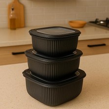 Royal Rain Store Renkli Kilitli Kapaklı Saklama Kabı Difrize Mikrodalga ve Buzdolabı Uyumlu Düzenleyici (Antrasit)