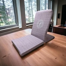 Royal Rain Store Sandalyesi, Backjack, Sırt Destekli Yer Minderi, Ohm Baskılı Meditasyon Sandalyesi (Mor)