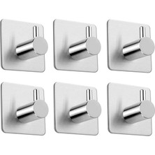Royal Rain Store Paslanmaz Çelik 6 Adet Topuzlu Banyo Askısı Havluluk Havlu Askılık Inox - Kendinden Yapışkanlı