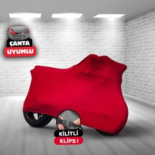 ULTRASHOP Bajaj Avenger Street 150 Penye Motosiklet Brandası Arka Çanta Uyumlu Kırmızı Esnek Kumaş Motor Branda