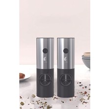 Royal Rain Store Olinda 2'li Pilli Tuz Karabiber Değirmeni Otomatik Baharat Öğütücü Siyah Standsız
