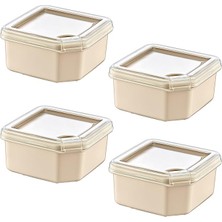 Royal Rain Store 4'lü Q-Box Saklama Kabı Latte 350 ml