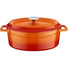 Royal Rain Store Döküm Oval Tencere Çap(Ø) 25CM - Trendy Turuncu