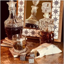 Royal Rain Store 9 Adet Viski Soğutma Taşı Seti Viski Taşı Kesesi Doğal Granit Premium Hediyelik Soğutucu Taş, Pinecone, 2 x 2