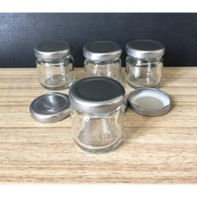 Royal Rain Store - 10 Adet 40 cc Cam Kavanoz - Gümüş Kapak - Hediyelik, Hobi, Düğün, Nişan-Mini Kavanoz