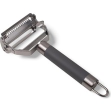 Royal Rain Store Paslanmaz Çelik Silikon Saplı Soyucu ve Jülyen Dilimleyici, 4 Yönlü Pratik Sebze Kesici, Çok Amaçlı Mutfak Dilimleyici