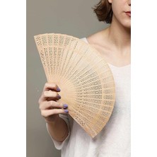 Royal Rain Store Ahşap El Yelpazesi Doğal Görünümlü Hafif Estetik Yelpaze Ahşap