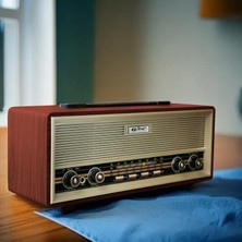 Royal Rain Store Midi Boy Retro Radyo Bluetooth Destekli Taşınabilir Radyo - Fm/am/sw Frekans, Usb/tf Kart Girişli, 2X8W Hoparlör, Şarjlı ve Kablolu Kullanım 35CM x 14CM PX-630BT (PX-630BT - Kahverengi)