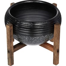 Royal Rain Store Siyah Granit Küp Aranjman Saksı, 4 Ayaklı