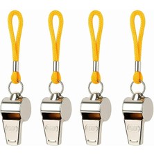 Royal Rain Store Paslanmaz Metal Deprem Düdüğü Sarı Ipli Acil Durum Hakem ve Can Kurtaran Düdüğü 4 Adet