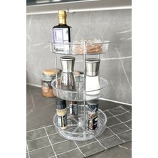 Şeffaf Çok Katlı Döner Raf, Banyo ve Mutfak Düzenleyici