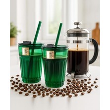 Royal Rain Store Adet Zümrüt Yeşil Cam Kupa Bardak Kahve Meşrubat Tatlı Kokteyl Bardağı Yeşil 470 ml