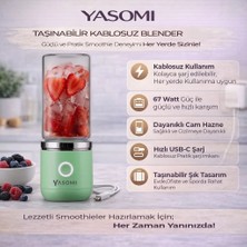 Yasomi Taşınabilir Kablosuz Şarjlı Cam Smoothie El Blenderi Yeşil (Yasomi Türkiye Garantili)